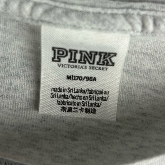 Victoria's Secret PINK Gray Long Sleeve Shirt M Gold Glitter Dog Graphic… - Picture 5 of 10